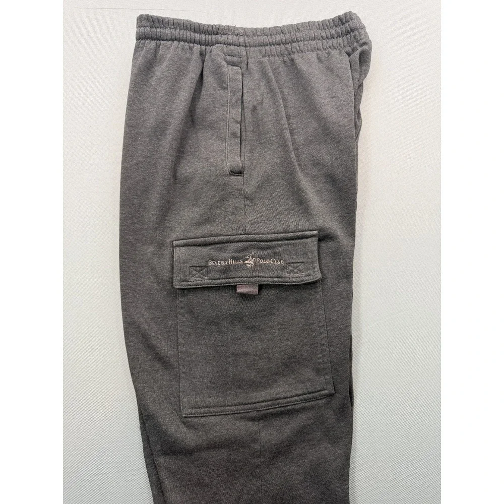 Beverly Hills Polo Club BHPC Fleece Cargo Sweatpants Charcoal Grey Men's Medium
